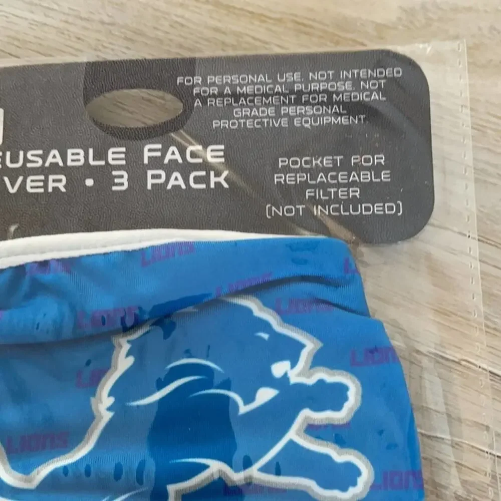 DETROIT LIONS Adult 3-Pack Face Mask Set